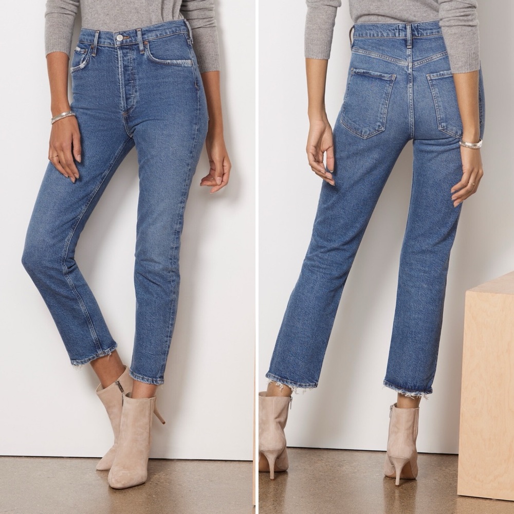 AGOLDE Riley High Rise Straight Leg Jeans in Silence Size 27